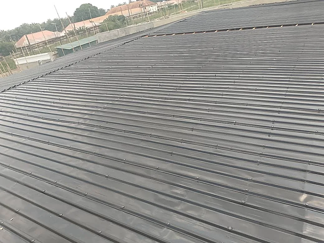 Aluminium corrugated roof close-up detail