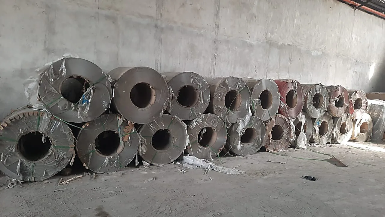 Rainwater pipes staged in the warehouse